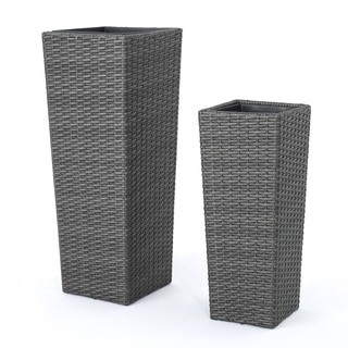 Everest Outdoor Wicker Flower Pot (Set of 2) by Christopher Knight Home