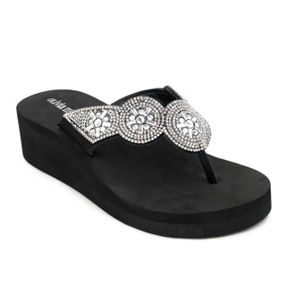 Olivia Miller 'Mariella' Black/Grey EVA and Polyurethane Wedge Sandals