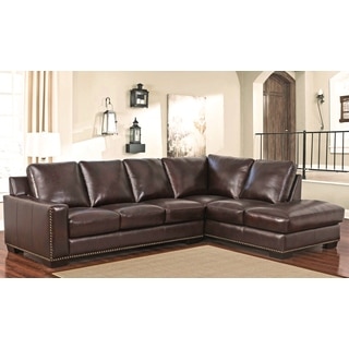 Abbyson Livinig Monaco Brown Top Grain Leather Sectional Sofa
