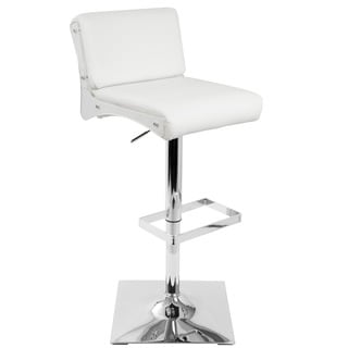 Éclair Adjustable Contemporary Bar Stool in White and Acrylic