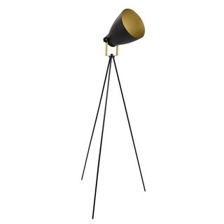 Grammy Industrial Modern Tripod Floor Lamp in Black and Gold