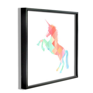 'Graphic Rainbow Unicorn' Framed Giclee Texturized Art