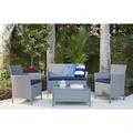 COSCO Outdoor Living 4 -piece Jamaica Grey and Navy Resin Wicker Patio Deep Seating Conversation Set