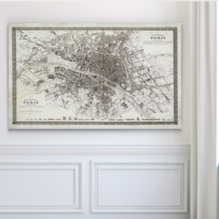 Vintage Paris Map Outline - Premium Gallery Wrapped Canvas