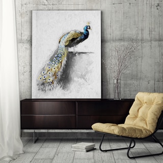 Golden Blue Peacock Feather I - Premium Gallery Wrapped Canvas