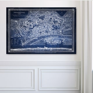 Antique Map Frankfurt Blue - Premium Gallery Wrapped Canvas