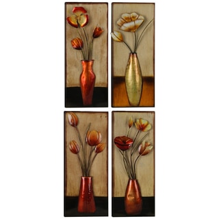 Metal Small Floral Vase Assorted Panels (Set of 4)