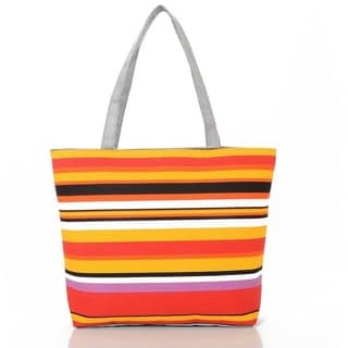 Narrow Striped Canvas Tote Beachbag Shopping Bag