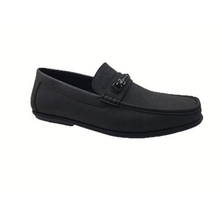 Mecca Men's Black Faux-leather Slip-on Loafer Driver Shoes