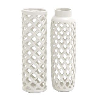 Modern Reflections White Ceramic Vase (Set of 2)