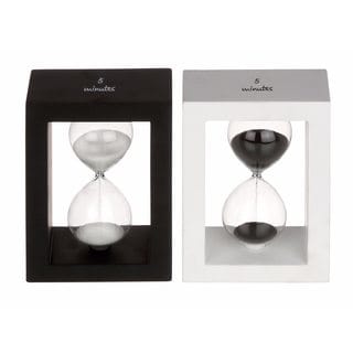 Modern Reflections Black and White Wood and Glass Sand Timers (Set of 2)