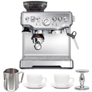 Breville BES870XL Barista Express Espresso Machine with Espresso Tamper, Frothing Pitcher & Two Tiara Cup and Saucers