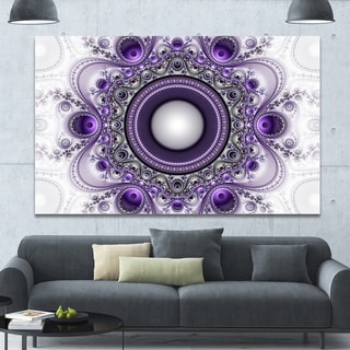 Designart 'Purple Fractal Pattern with Circles' Large Wall Art on Canvas