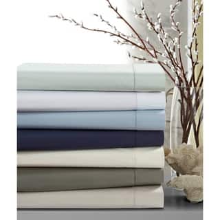 Crisp Percale Cotton Sheet Set with Extra Deep Pockets with Luxury Size Flat