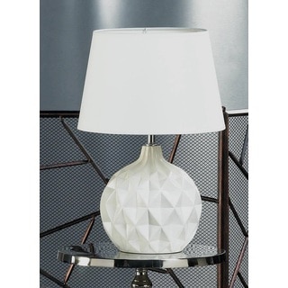 Diamond Shaped White Ceramic Table Lamp