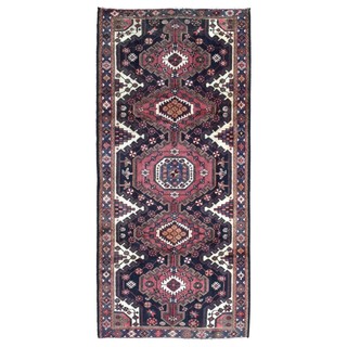 FineRugCollection Handmade Semi-Antique Persian Hamadan Red Oriental Wool Runner (4'5 x 9'8)