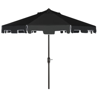 Safavieh UV Resistant Zimmerman 9 Ft Crank Black/ White Market Umbrella