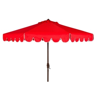 Safavieh Venice Single Scallop 9 Ft Crank Red/ White Outdoor Umbrella