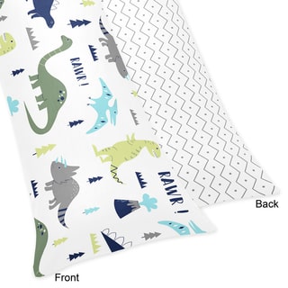 Sweet Jojo Designs Blue and Green Mod Dinosaur Collection Microfiber Body Pillow Case
