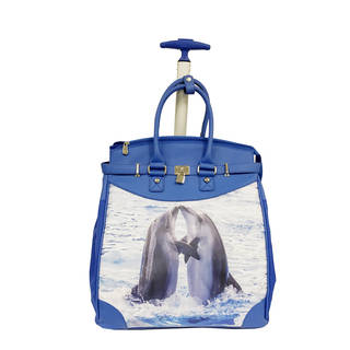 Rollies Dolphin Print Blue Rolling 14-inch Laptop Travel Tote