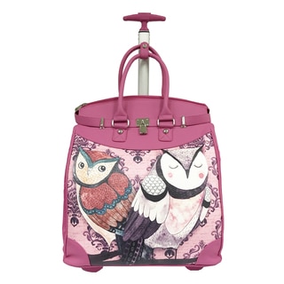 Rollies 2 Owls Rolling Pink 14-inch Laptop Travel Tote