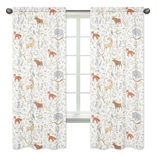 Sweet Jojo Designs Woodland Toile Cotton 84-inch Window Treatment Curtain Panel Pair