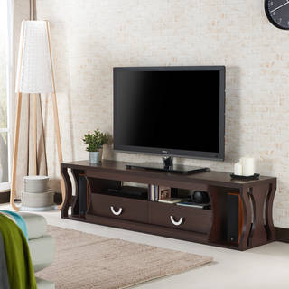 Furniture of America Barclan Contemporary Slatted Multi-Storage Espresso 70-inch TV Stand