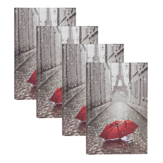 DesignOvation Paris with Red Umbrella Photo Album (Pack of 4)
