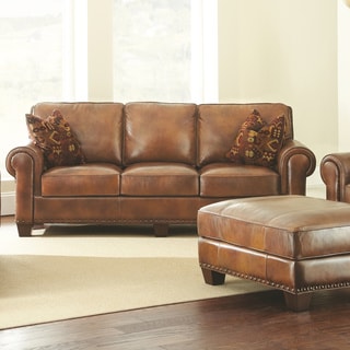 Sanremo Top Grain Leather Sofa with Two Pillows by Greyson Living
