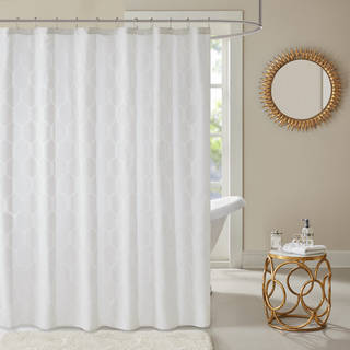 Madison Park Cabot Geometric Semi Sheer Jacquard Shower Curtain 3-Options Color