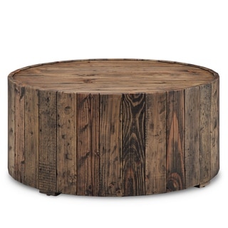 Dakota Round Cocktail Table with Casters in Rustic Pine
