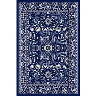 Anne Collection Oriental Mahal Blue/Grey/Teal Non-slip Runner Rug (1'10 x 4'11)