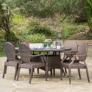 Bishop Outdoor Oval Wicker 7-piece Dining Set by Christopher Knight Home