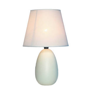 Simple Designs Off-White Ceramic Mini Egg Oval Table Lamp