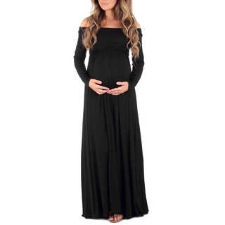 Mother Bee Women's Over-the-shoulder Ruched Maternity and Nursing Dress