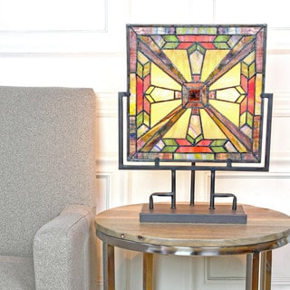 River of Goods Stained Glass Square Panel Mission Style Table Lamp