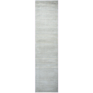 Hand-loomed Platoon Blue Grey Wool Checker Runner Area Rug (2'6 x 8')