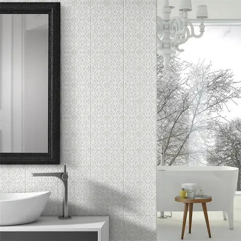 SomerTile 7.75x7.75-inch Triple Valverde White Ceramic Wall Tile (25 tiles/11 sqft.)