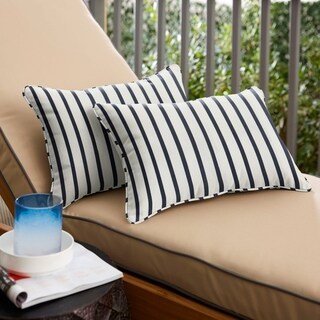 Mabley Sunbrella Lido Indigo Indoor/ Outdoor 13 x 20 Inch Corded Pillow Set