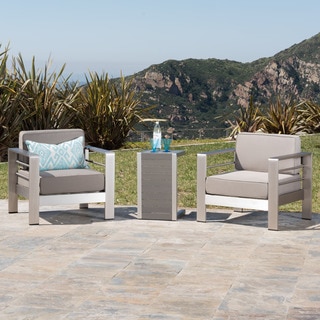 Cape Coral Outdoor 3-piece Aluminum Seating Set with Cushions by Christopher Knight Home