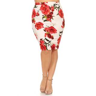 Women's Rose Pattern Plus-size Pencil Skirt