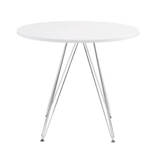 Emerald Home Audrey 40" White & Chrome Round Dinette Table