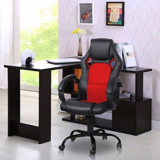 Otane High Backrest Black and Red PU Leather Racing Chair