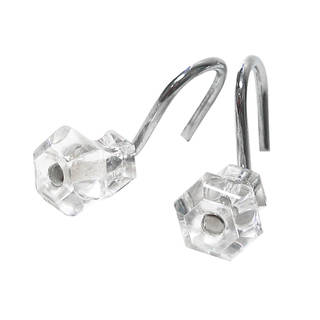 Crystal and Metal Shower Hook Set- Clear