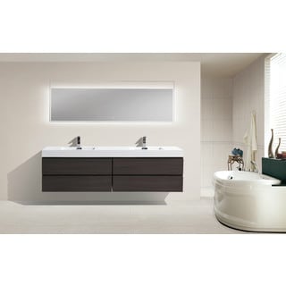 Moreno 80-inch Wall Mounted Reinforced Acrylic Double Sink Bathroom Vanity