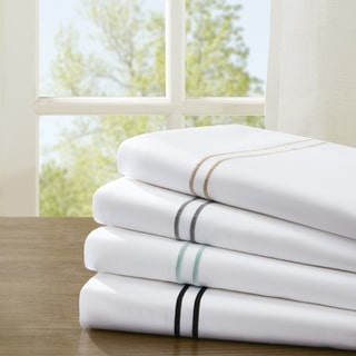 Madison Park 400 Thread Count Embroidered Cotton Sateen Pillowcase Pair 4 Color Option