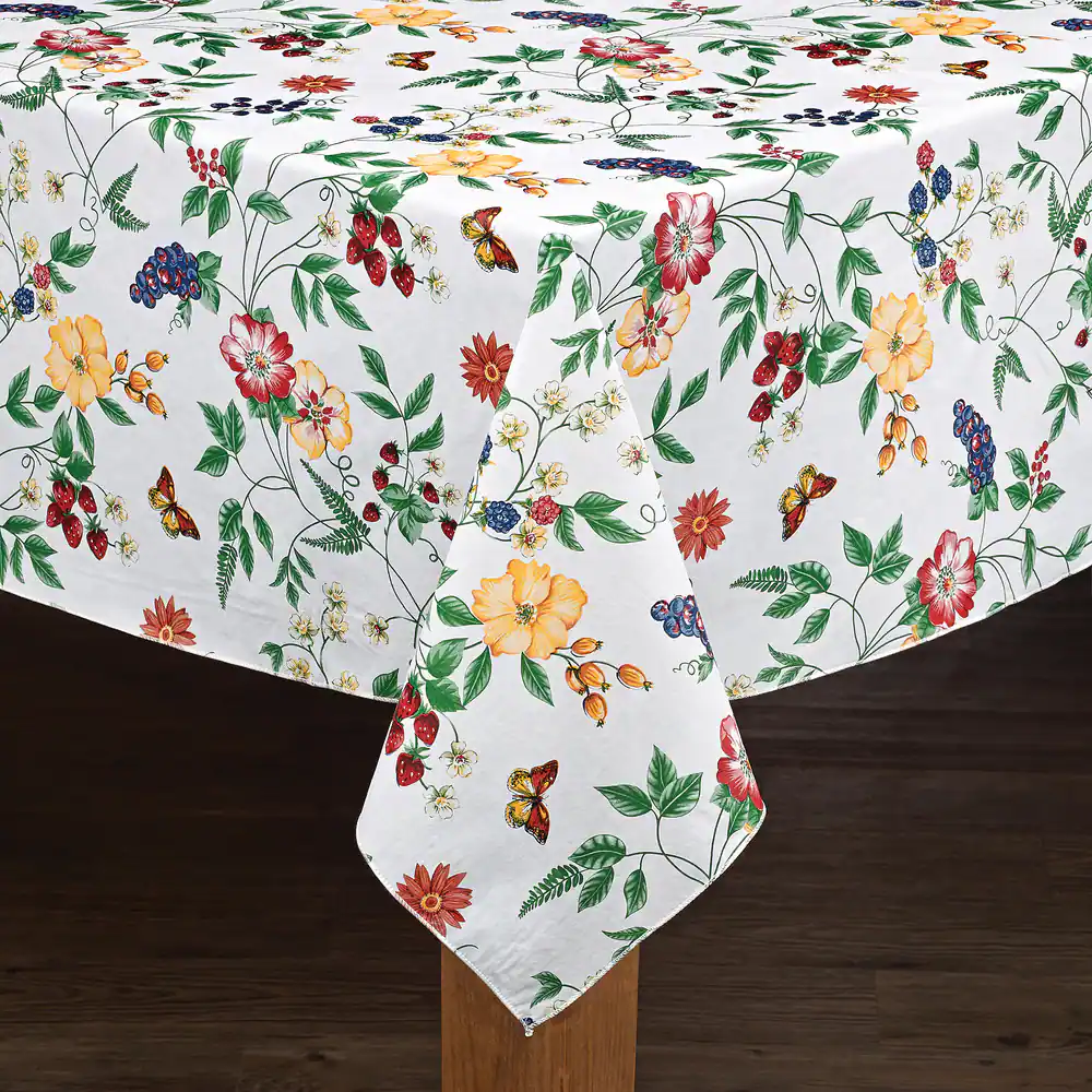 Enchanted Floral Garden Vinyl Tablecloth