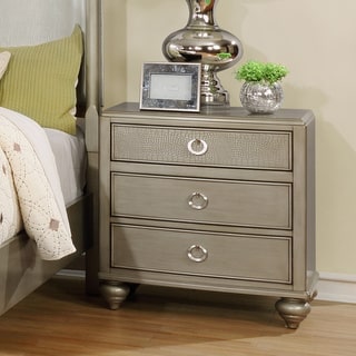 Aiden Golden-Silver Finish Wood 3 Drawers Night Stand