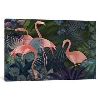 iCanvas 'Flamingos In A Garden II' by Fab Funky Canvas Print
