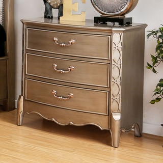 Furniture of America Kerasaw Contemporary Brushed Gold 3-drawer Nightstand